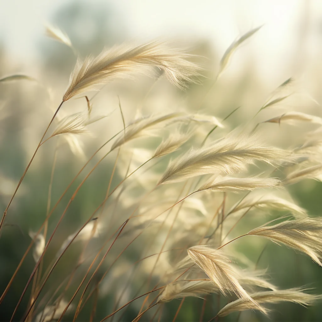 Pflanzen wehen im Wind auf einem Feld